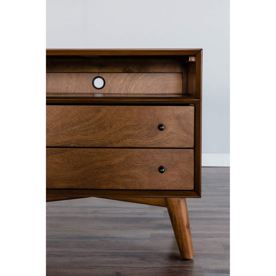 Large Wood 2 Drawer Nightstand in Acorn (Brown) Brown Mid-Century Modern