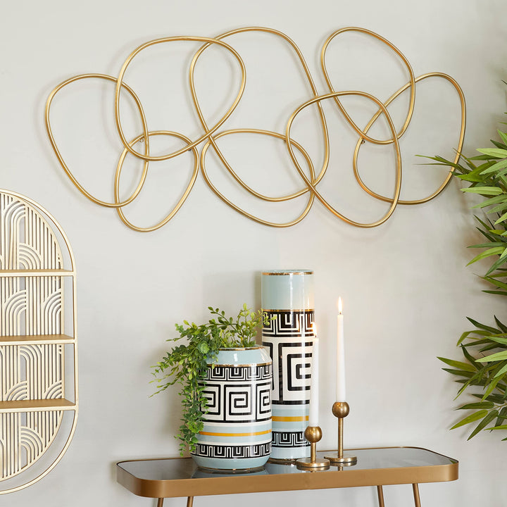 Gold Metal Contemporary Abstract Wall Mid-century Modern Iron