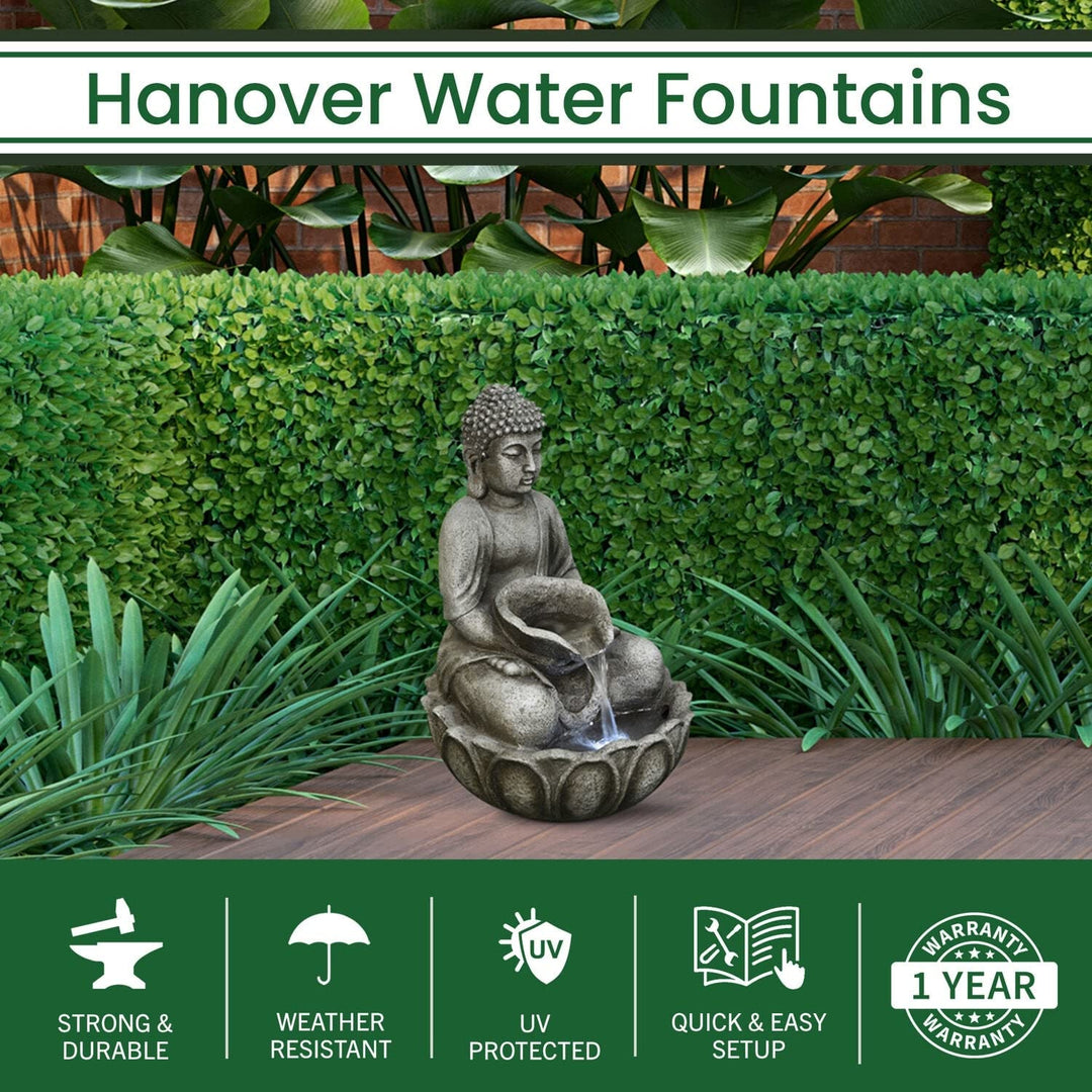 21-in. Buddha Statue Indoor Or Outdoor Garden Fountain with Led Lights for Patio - Diamond Home USA