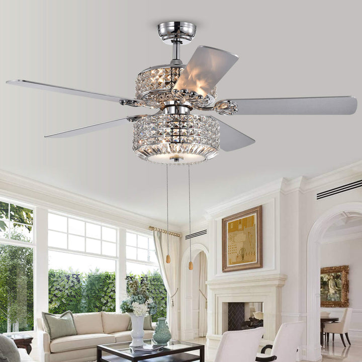 Warehouse of Tiffany Walter Dual Lamp Chrome 52-inch Lighted Ceiling Fan w