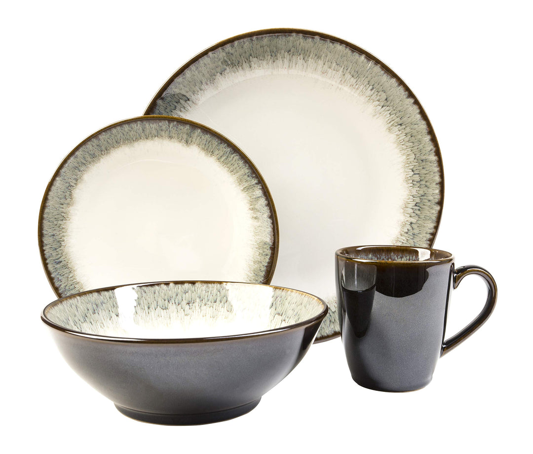 Novelle 16-Piece Casual Moss Porcelain Dinnerware Set (Service for 4)