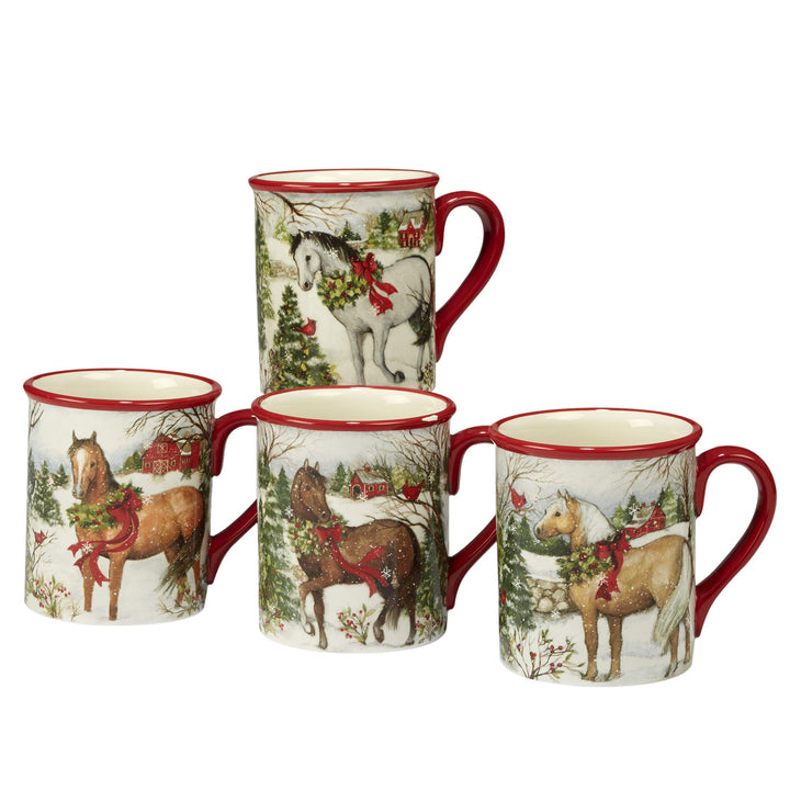 Certified International Christmas on The Farm 18 oz. Mug Set of 4 Assorted