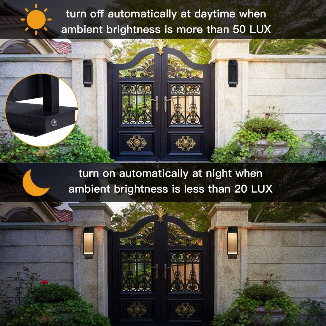 2 Pack Outdoor Wall Sconce Lantern Dusk to Dawn Sensor Exterior Light Grey - Diamond Home USA