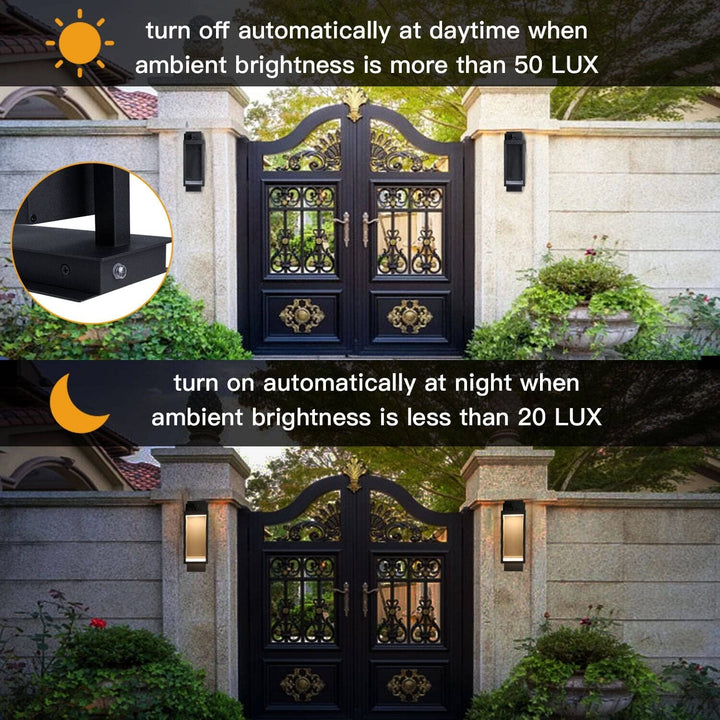 2 Pack Outdoor Wall Sconce Lantern Dusk to Dawn Sensor Exterior Light Grey - Diamond Home USA