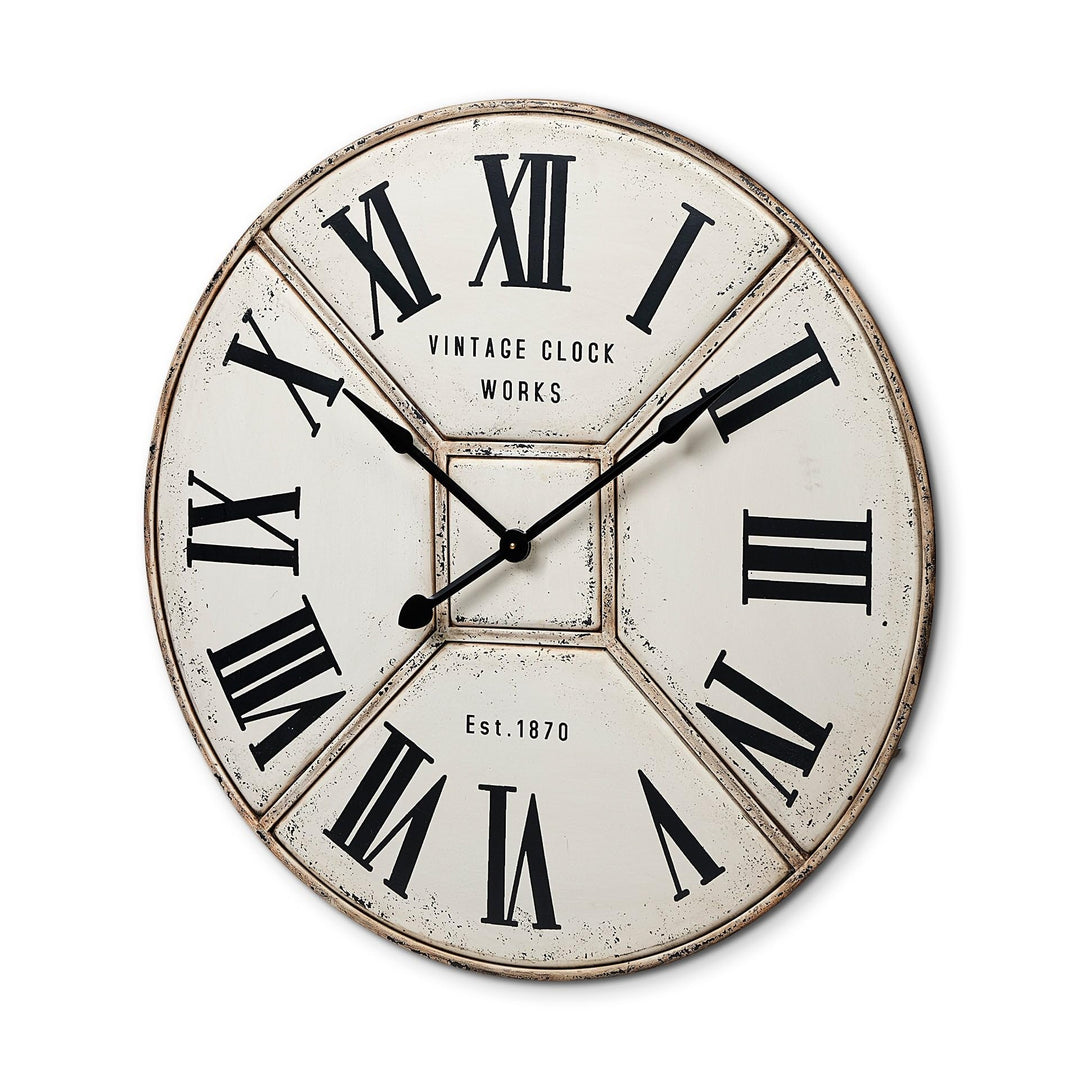 37" Round White Metal Industrial Wall Clock 36.4" w X 2" d 36.4" h