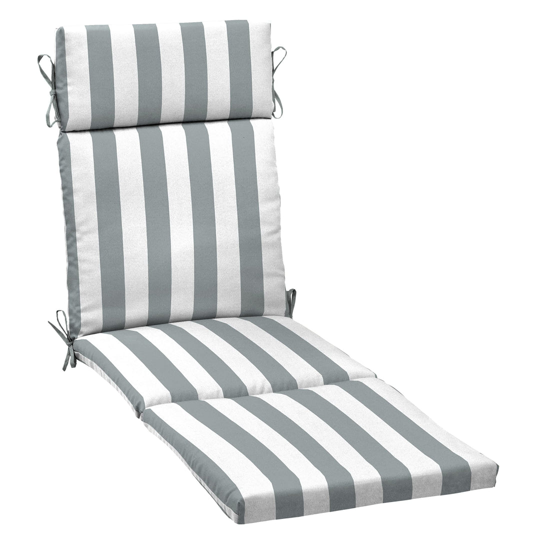 Arden Selections Outdoor Chaise Cushion 1 x 7 Rain-Proof Fade Resistant 7 x 1 Count - Stone Grey Cabana Stripe