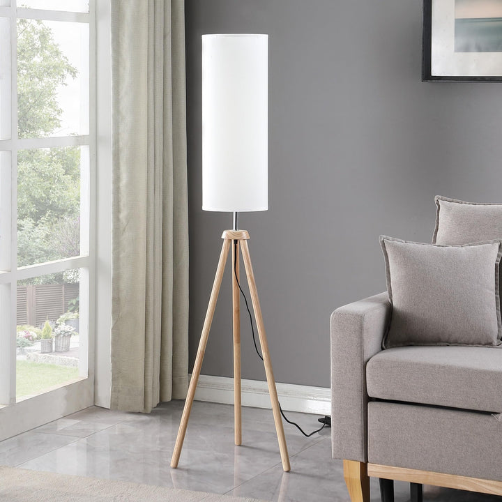 Modern Natural Tripod Floor Lamp Brown Contemporary