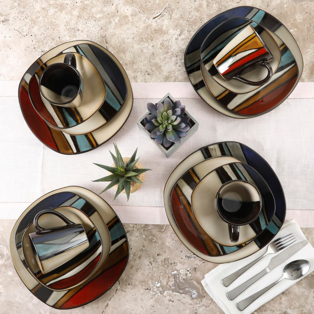 Gibson Elite Althea 16 Piece Reactive Glaze Dinnerware Multicolor - Service