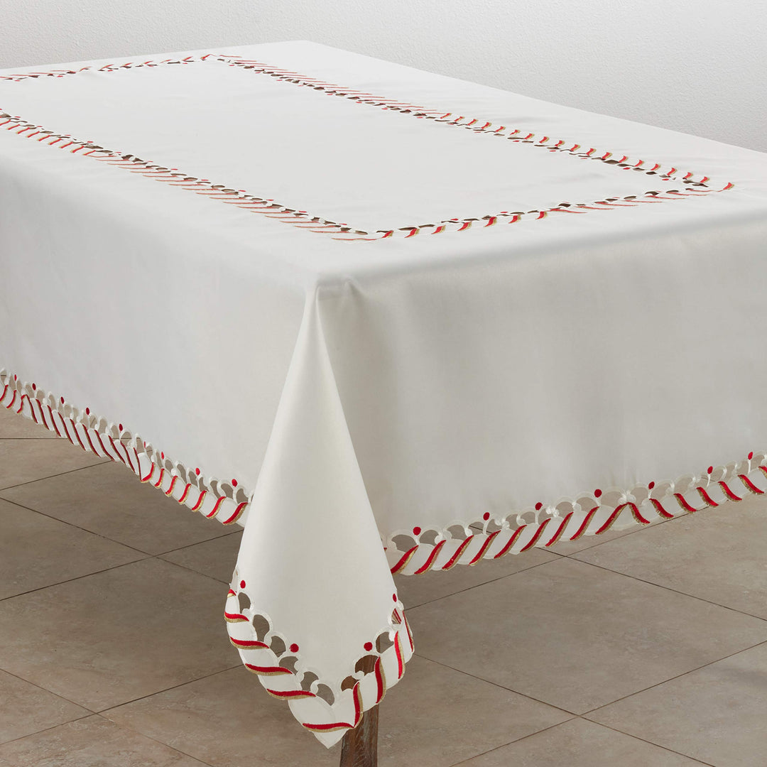 Candy Cane Border Design Christmas Tablecloth 65 x 160 - Rectangle