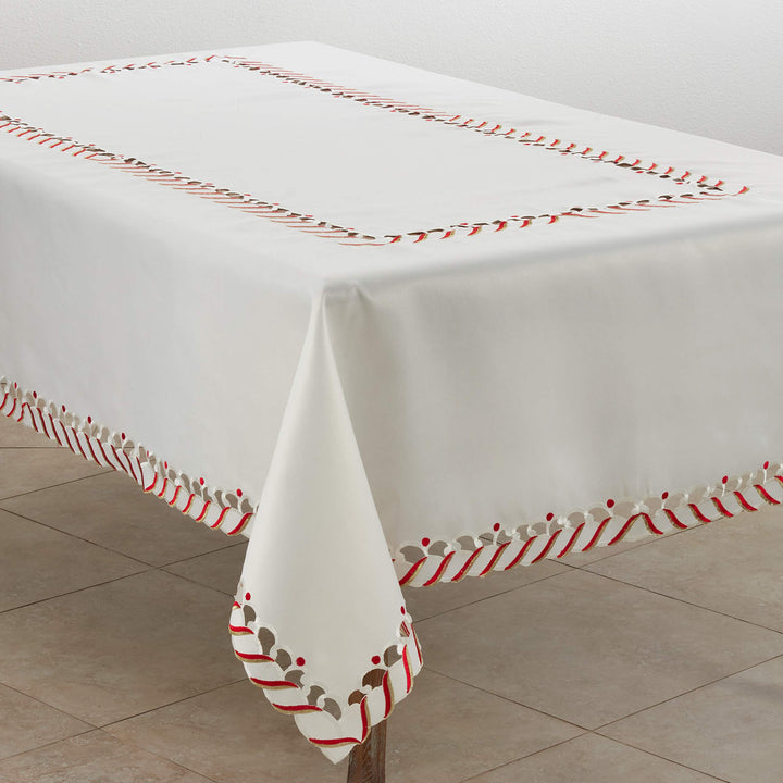 Candy Cane Border Design Christmas Tablecloth 65 x 160 - Rectangle