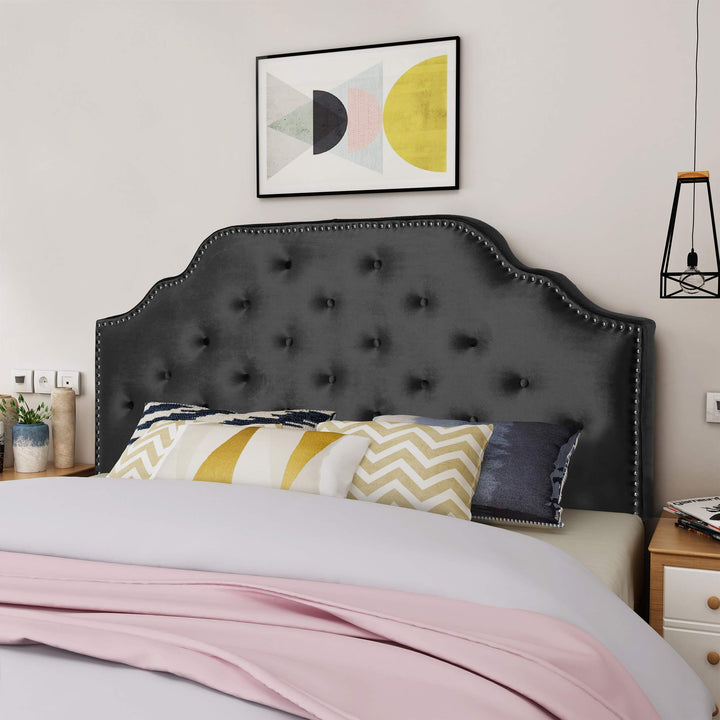 Christopher Knight Home Silas Velvet Headboard Queen / Full Black / Black