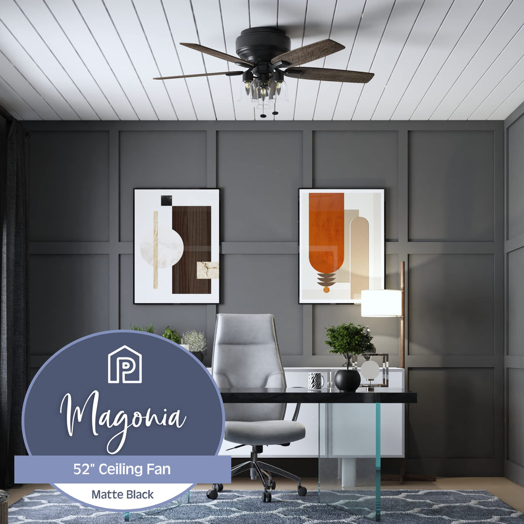 Prominence Home Magonia 52 inch Farmhouse Style Flush Mount LED Ceiling Fan with