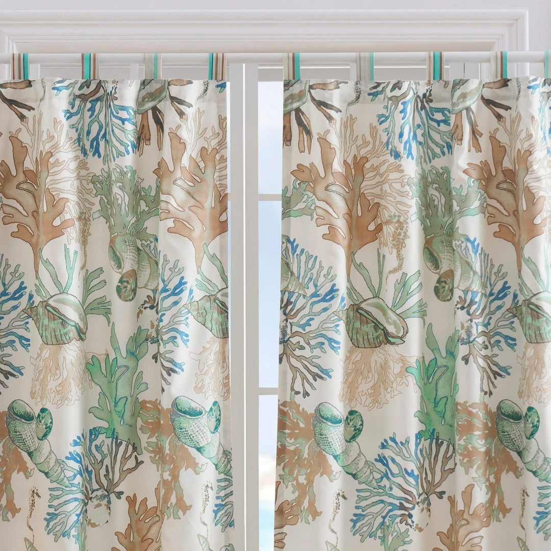 Green Coastal Curtain Panel Set (Set of 2) - 42" w X 84" l Brown Cream