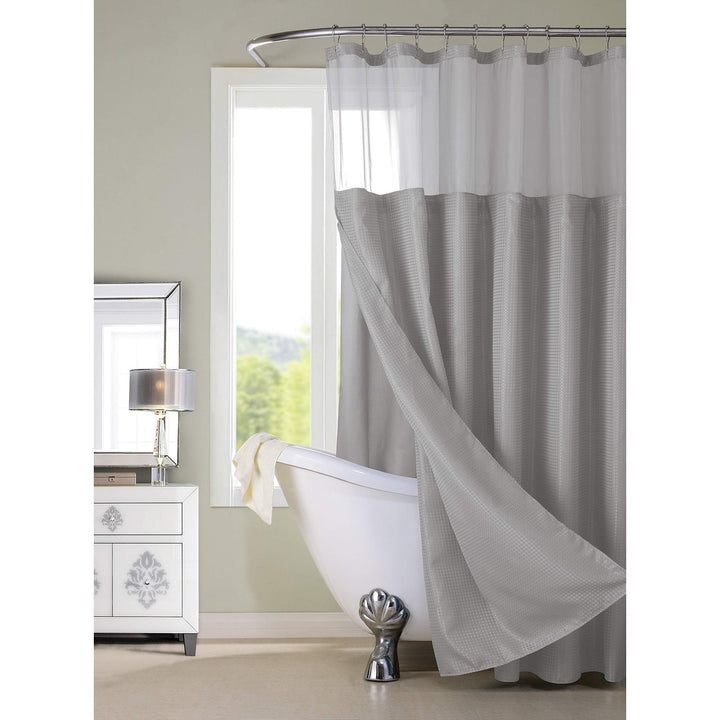 Grey Shower Curtain with Detachable Liner Gray Solid Color Shower Drape