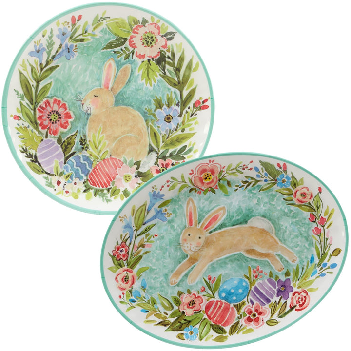 Joy Of Easter 2 Piece Platter Set 18" X 13.5" Multi Color Floral Casual