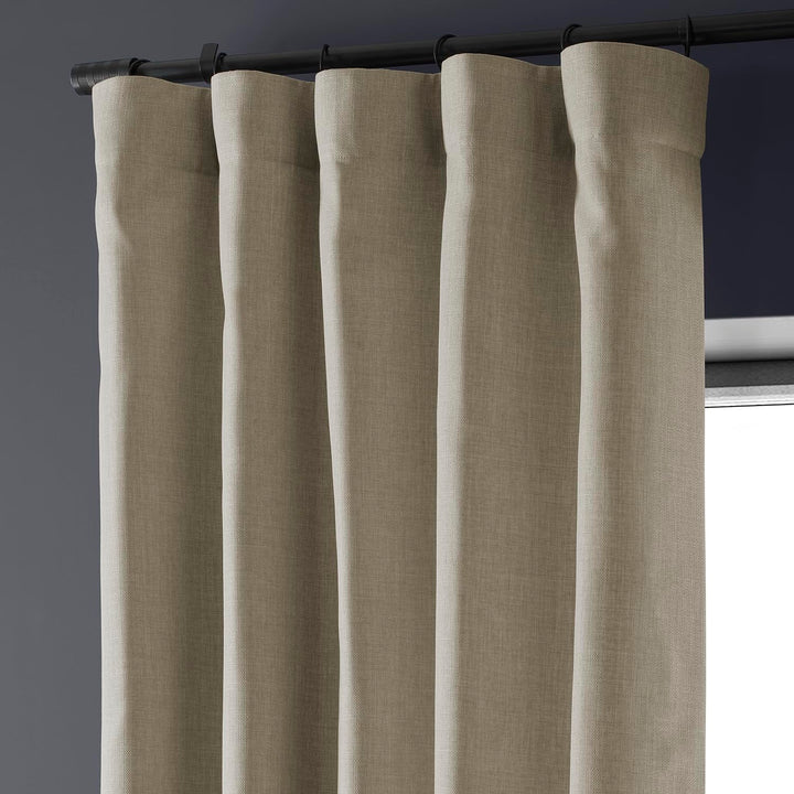 Exclusive Fabrics Italian Faux Linen Room Darkening Curtains for Bedroom & Living Room Curtains - Single Panel Window Curtains