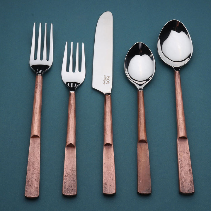 INOX Artisans Celia Copper Antique 20 Piece Flatware Set