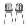 GDFStudio Outdoor Wicker Barstools (Set of 2) Gray and Black Gray+Black