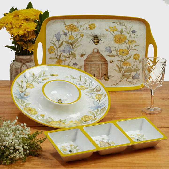 Bee Sweet 12-piece Dinnerware Set Service For 4 Multi Color Off/White Yellow