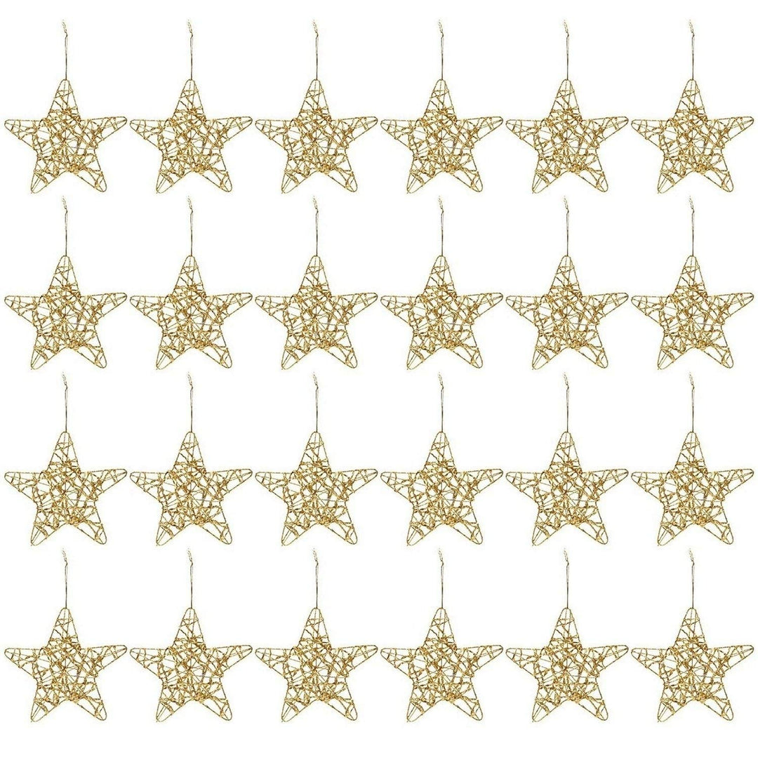 24 Pcs Christmas Tree Ornaments Gold Star Winter Decorations 6"x1"x5.7"