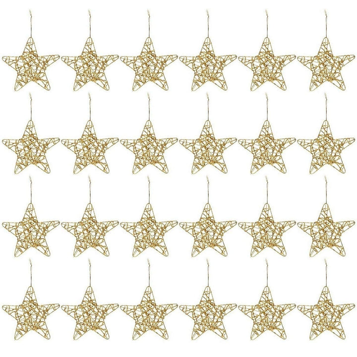 24 Pcs Christmas Tree Ornaments Gold Star Winter Decorations 6"x1"x5.7"