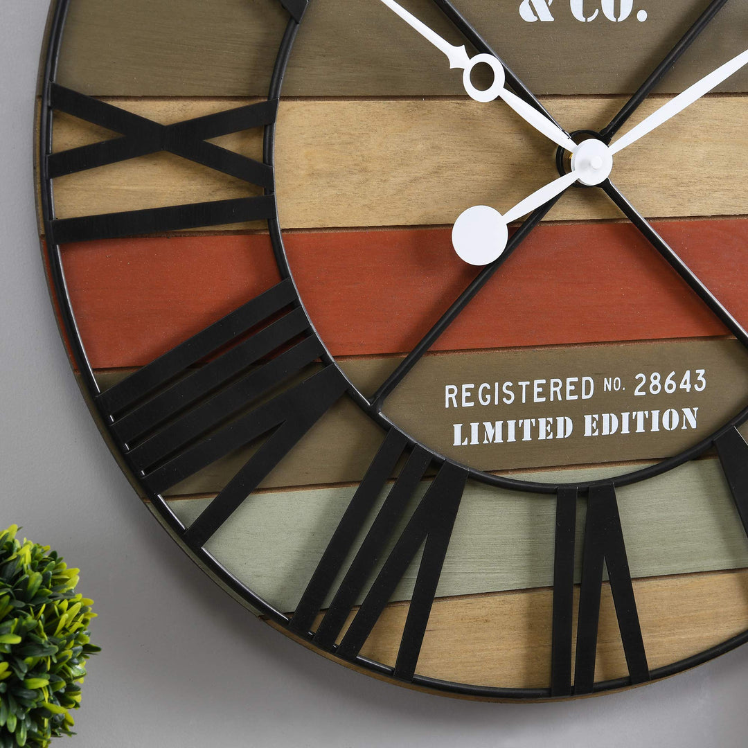 FirsTime & Co.® Colorful Maritime Farmhouse Planks Clock American Crafted