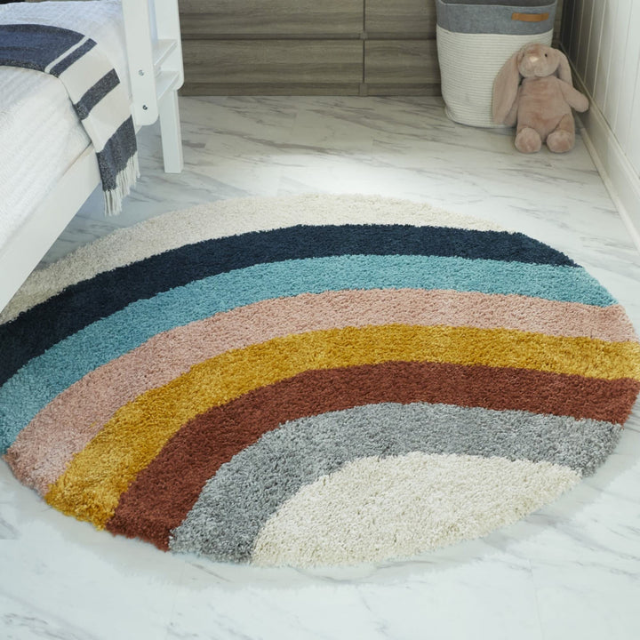 Balta Rugs Amelia Rainbow Shag Area Rug 5'3" x 7' - Navy Blue - Diamond Home USA