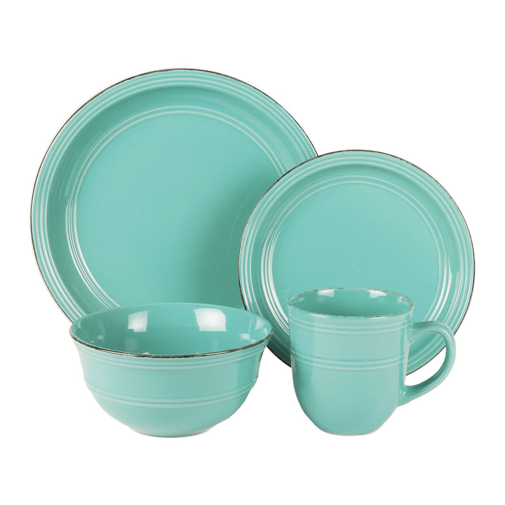 American Atelier Round Dinnerware Sets|Aqua Blue Kitchen Plates Bowls and