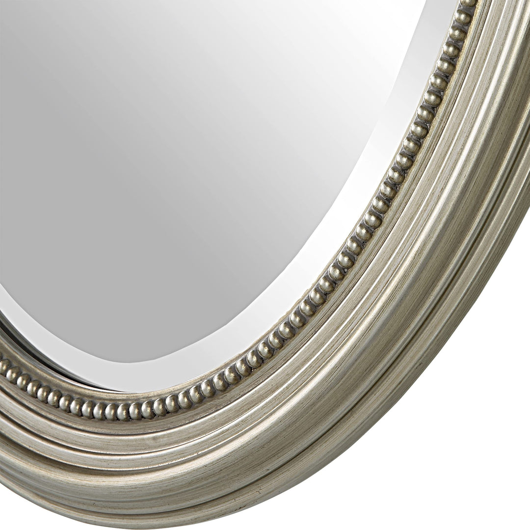 Metallic Silver Framed Bevel Wall Mirror 31 X 21 1.25 Modern Contemporary