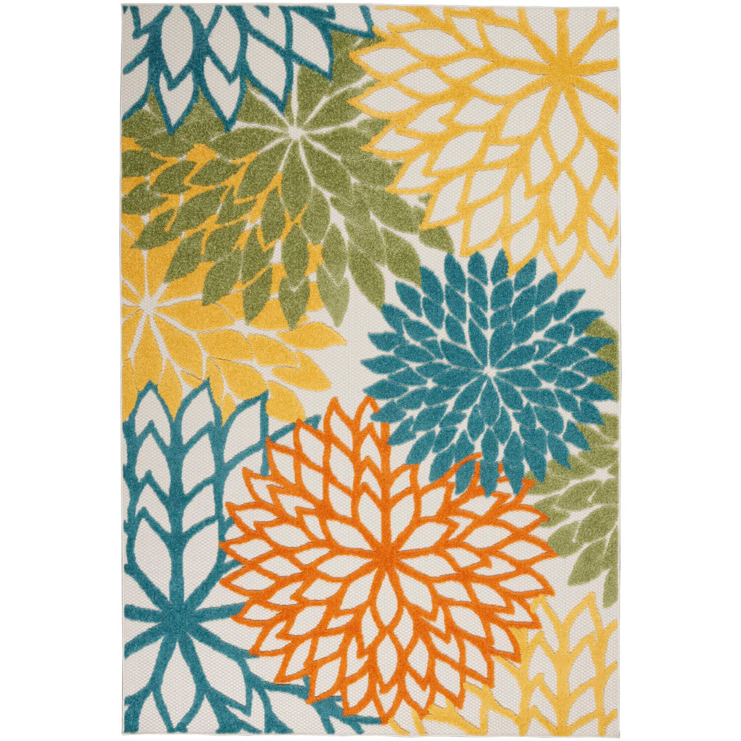 Nourison Aloha Indoor/Outdoor Floral Turquoise Multicolor 6' x 9' Area Rug (6' x 6' x 9' - Turquoise/Multicolor