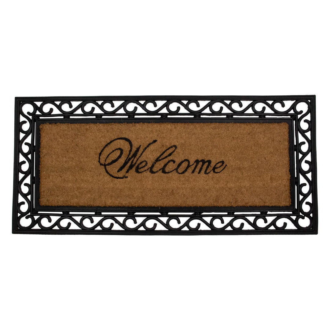 Black and Natural Coir ctangular Welcome Doormat 22" X 48" 48 Brown Classic