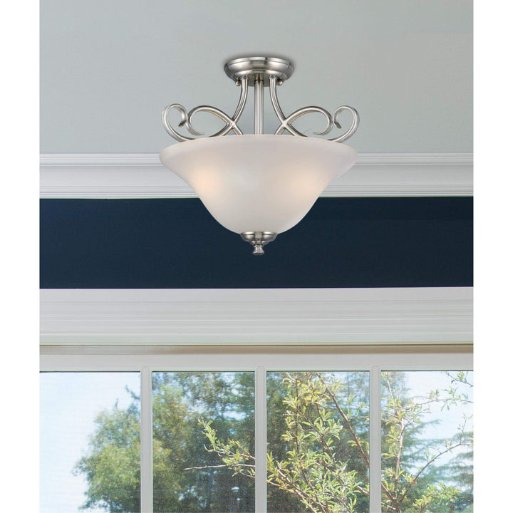 Westinghouse 6573800 Dunmore 15-Inch Two-Light Indoor Semi-lush Mount Ceiling Brushed Nickel