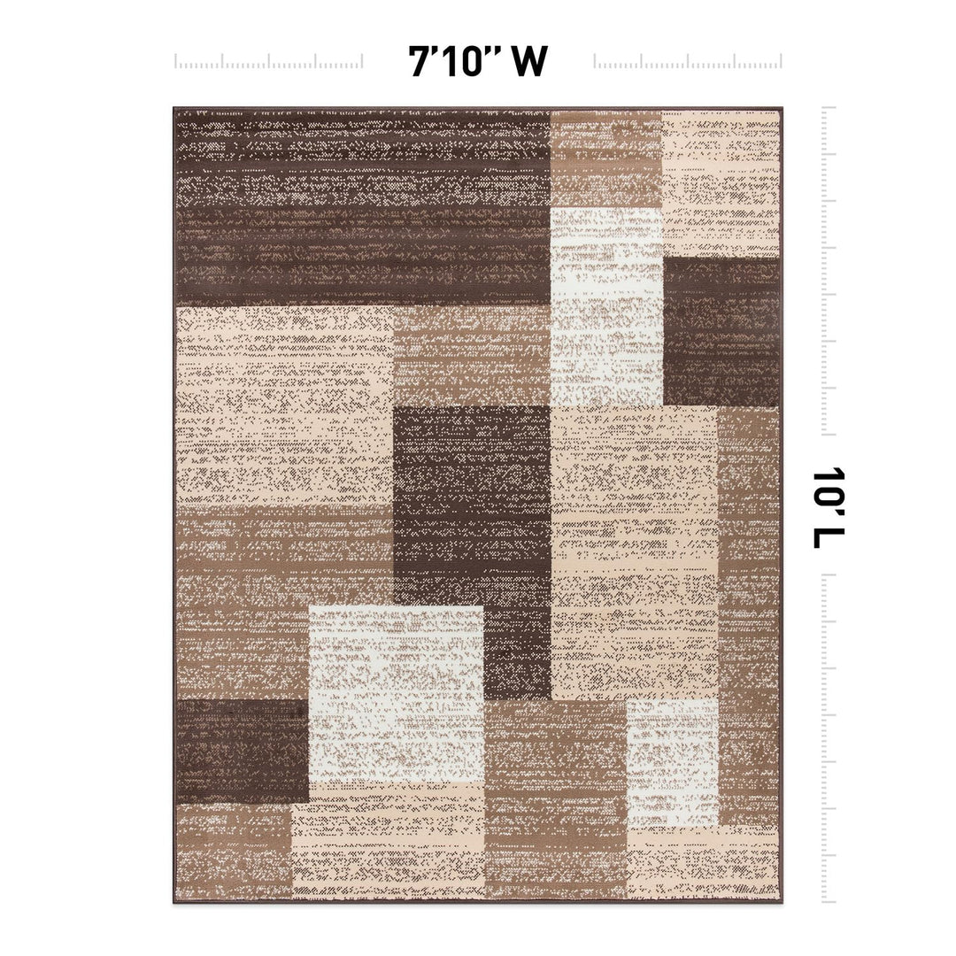 Rugshop Contemporary Distressed Boxes Soft Area Rug 8' x 10' Brown