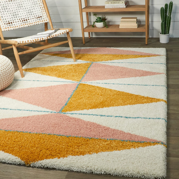 Balta Rugs Levine Geometric Shag Area Rug 5'3" x 7' - Orange - Diamond Home USA