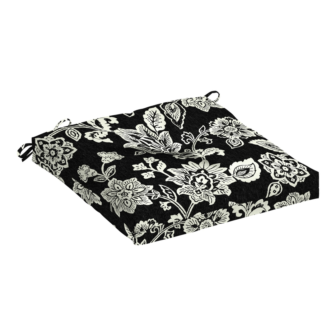 Arden Selections Outdoor Plush Modern Tufted Seat Cushion 20 x 20 Water Ashland Black Jacobean