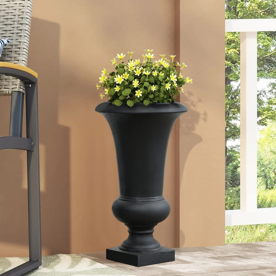 Winchoice Inc. 22.75" H Fluted Top Slender Handcrafted MgO Urn Planter Indoor Black