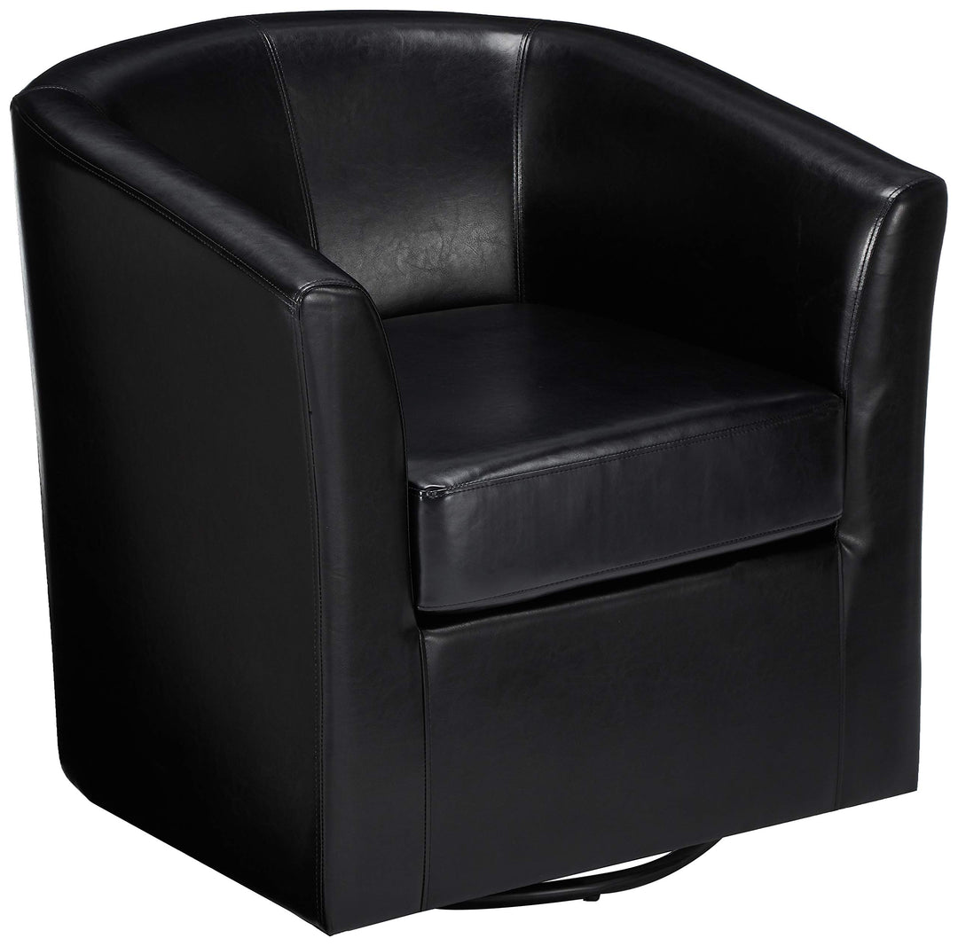 Christopher Knight Home Daymian PU Swivel Club Chair Black Black+PU