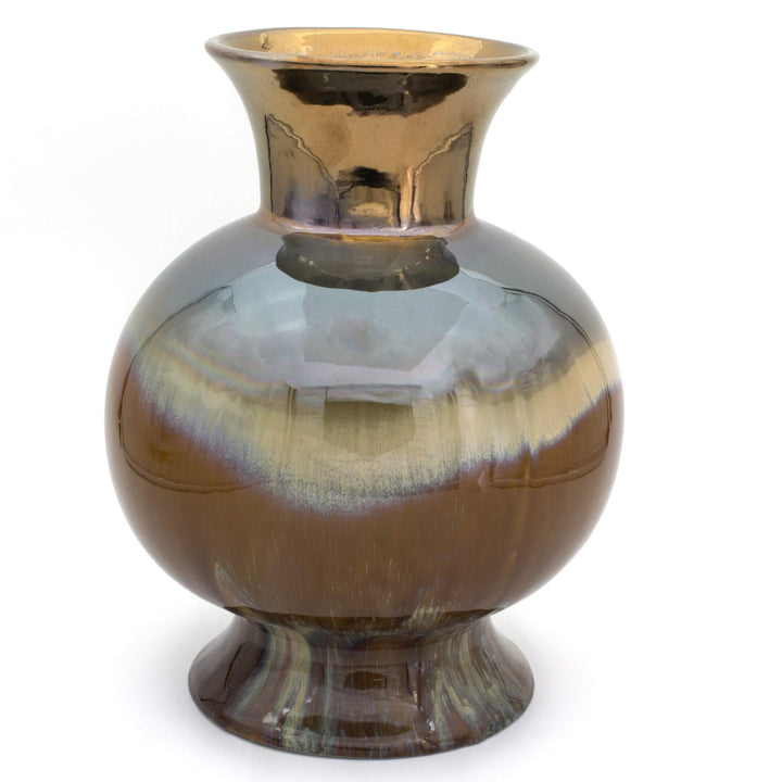 Globular Vase Multi Color Rustic Stoneware