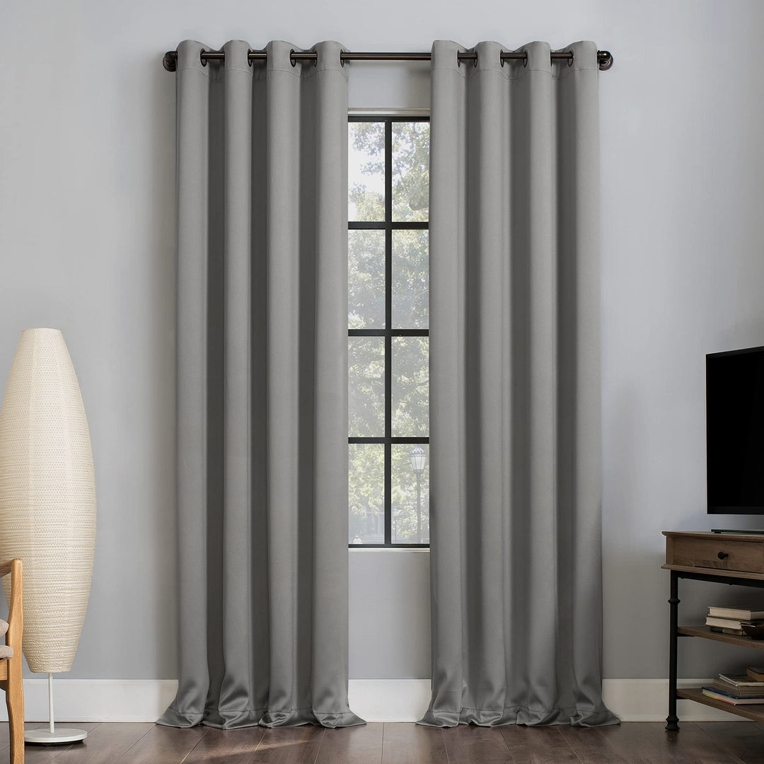 Sun Zero Nordic Theater Grade Extreme 100% Blackout Grommet Curtain Single Panel 52 x 84 - Silver Gray