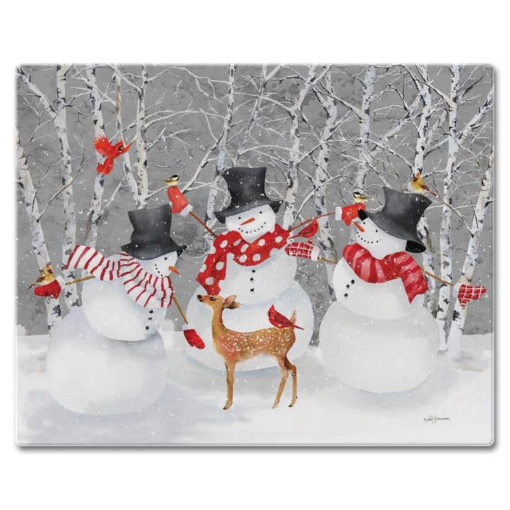 Glass Cutting Board Counter Saver 12"x15" Snow Day Multi Color