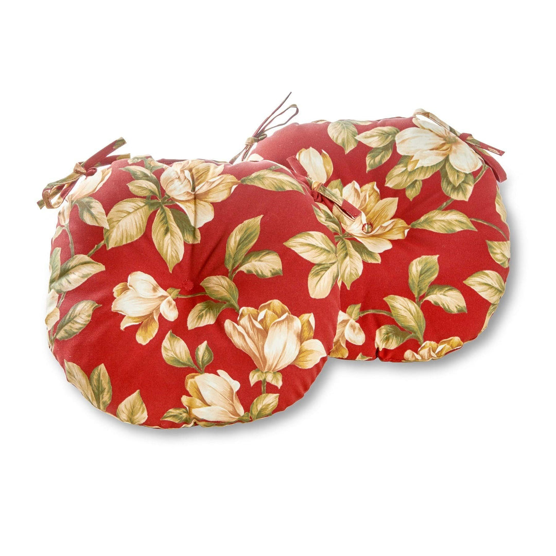 Outdoor 15-inch Floral Bistro Chair Cushions (Set of 2) - 15w X 15L Green Red