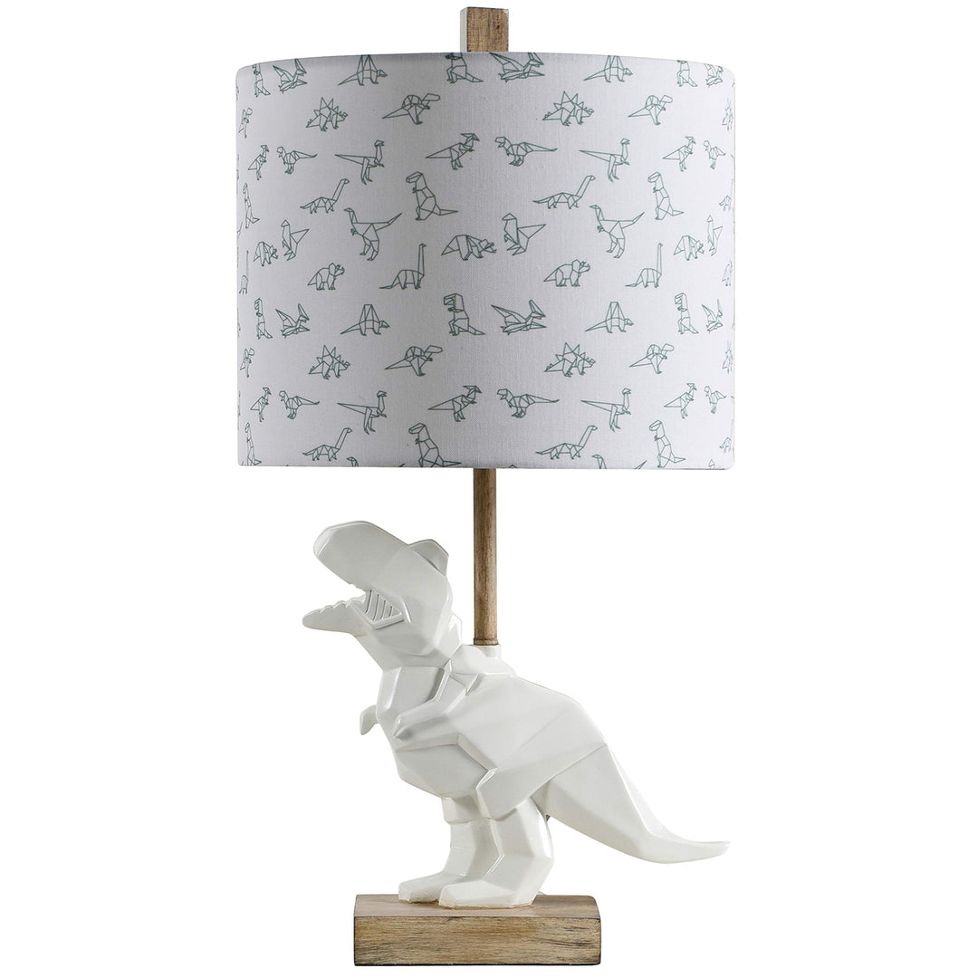 White Geometric Dinosaur Table Lamp Tan Bohemian Eclectic