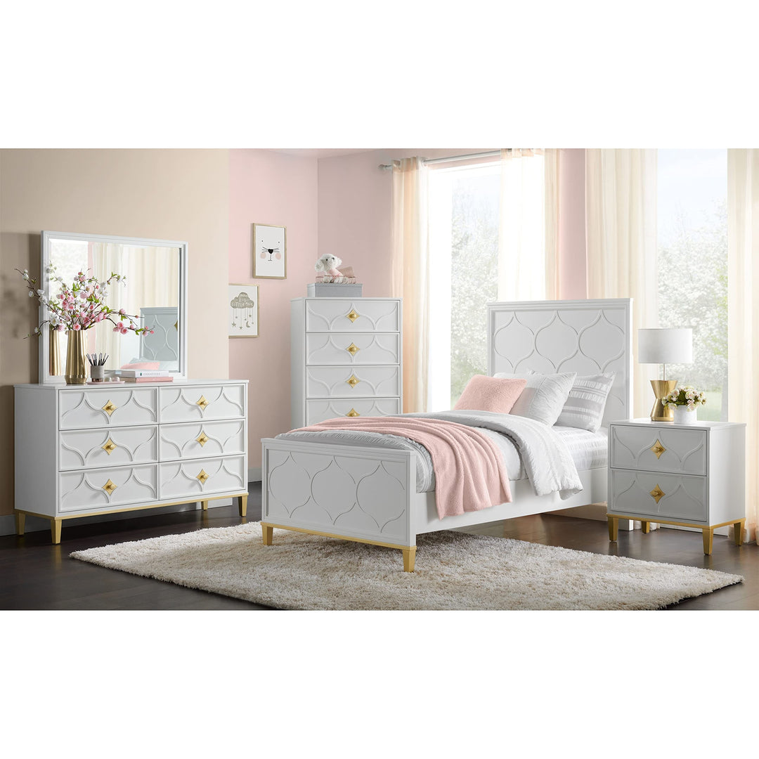 Martin Svensson Home Emma 2 Drawer White and Gold Nightstand