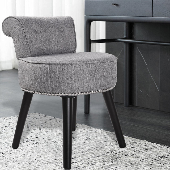 Vanity Stool Chair Makeup with Low Back Grey Modern Contemporary Wood Single