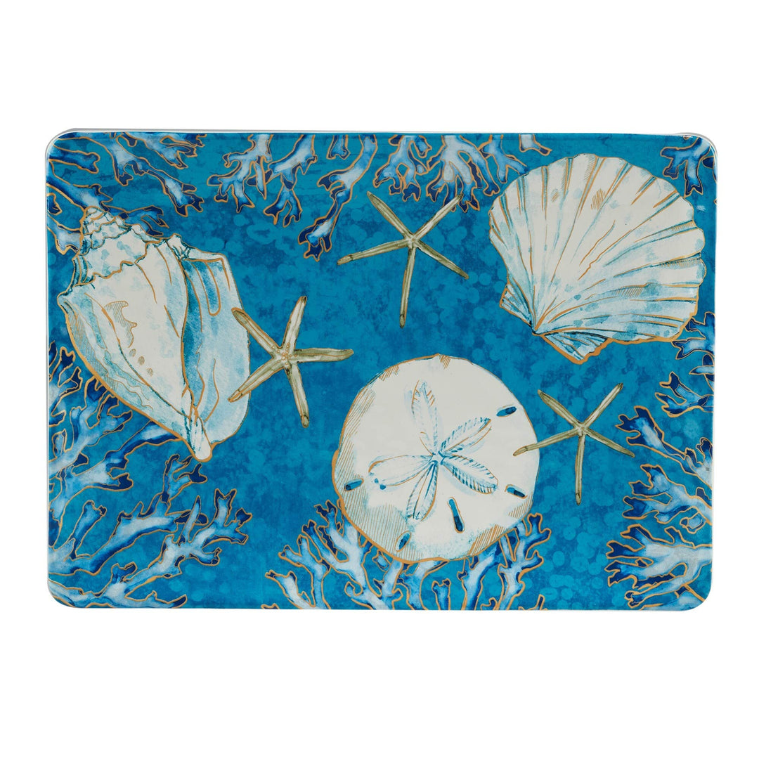 Shells ular Platter Blue Grey White Coastal Nautical Transitional