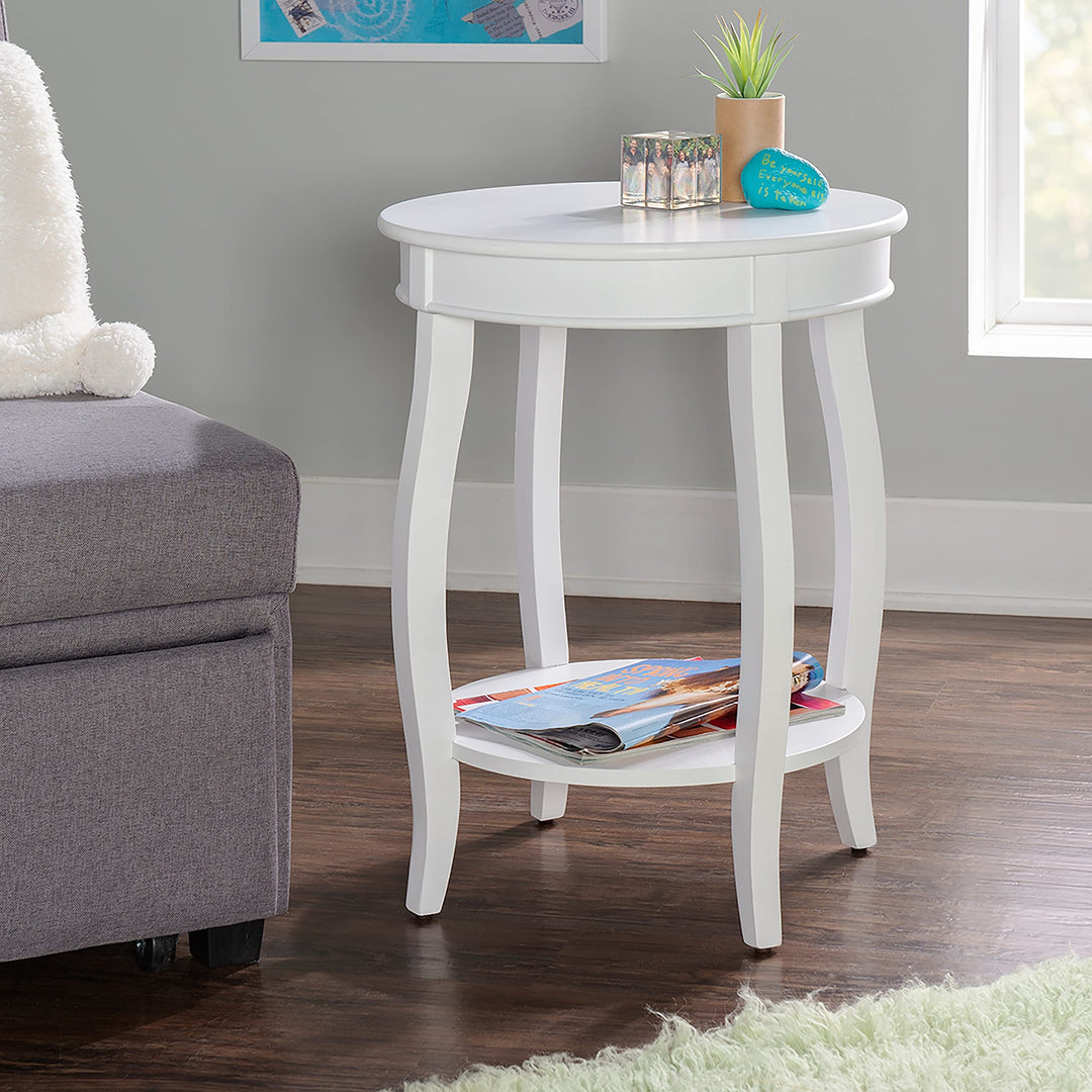 Penelope White Round Table with Shelf Beach Modern Contemporary MDF Wood Painted