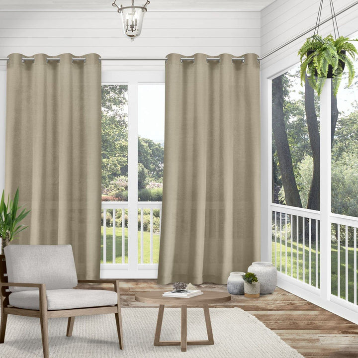 Exclusive Home Miami Semi-Sheer Textured Indoor/Outdoor Grommet Top Curtain