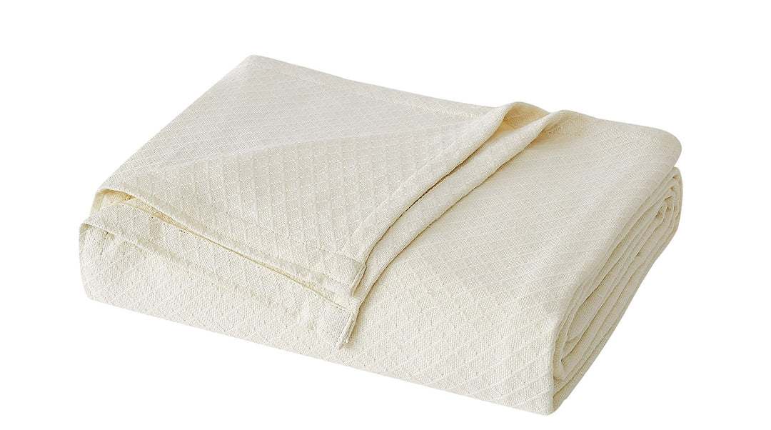 Charisma Deluxe Woven Cotton Blanket Queen Ivory Queen - Ivory