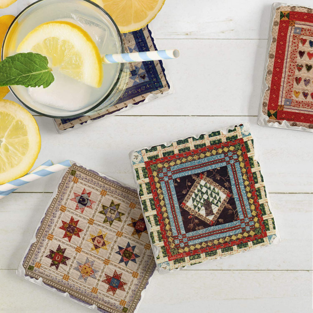 Highland Graphics American Quilts ~ 4 Tile Square assorted coasters Drink