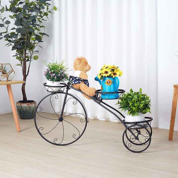 Tricycle Iron Planter Stand 3 Potted Metal icycle Shape Plant Flower Pot Rack